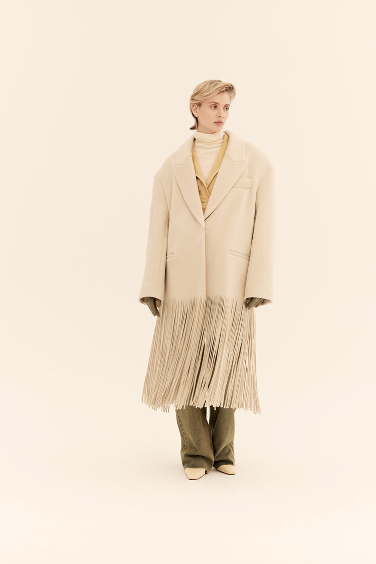 Coat with fringe (((Wild West World))), cold beige