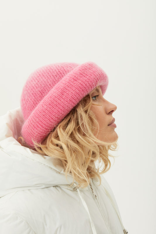 Pink wool and mohair hat
