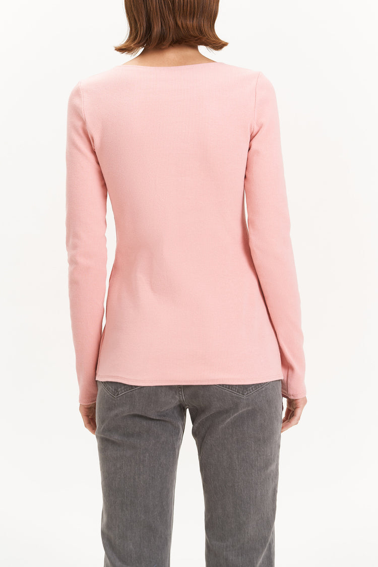 Cotton longsleeve with buttons, pink