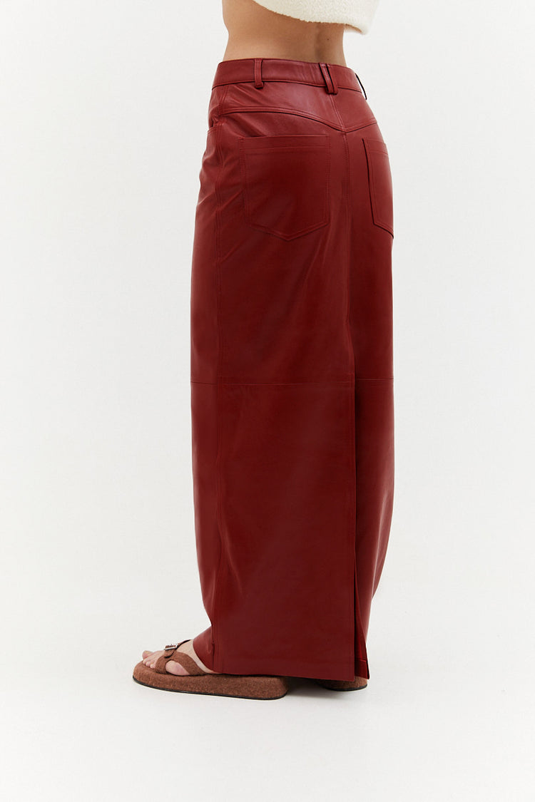 Leather maxi skirt (Cherry pie), burgundy
